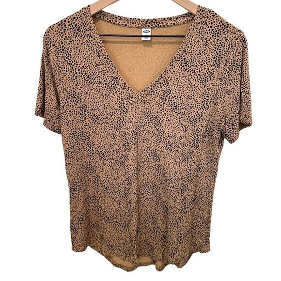 Old Navy Luxe V-Neck T-Shirt Brown Animal Print M - Picture 2 of 5
